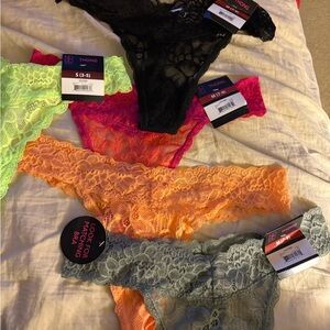 Hanky Panky Lace Thong Collection - Black, Pink, Orange, Green, Gray